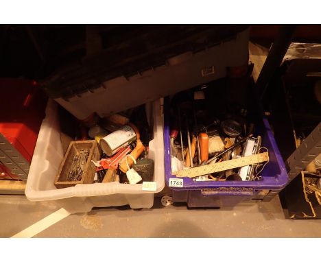Two boxes of mixed hand tools and Stanley box with contents. Not available for in-house P&amp;P, contact Paul O'Hea at Mailbo