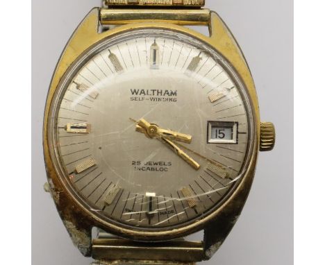 Waltham self winding gold plated 25 jewel gents wristwatch. P&P Group 1 (£14+VAT for the first lot and £1+VAT for subsequent 