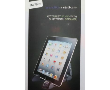 New Audio Motion X-7 tablet / phone stand with Bluetooth speaker; boxed; working at time of lotting. P&amp;P Group 1 (£14+VAT