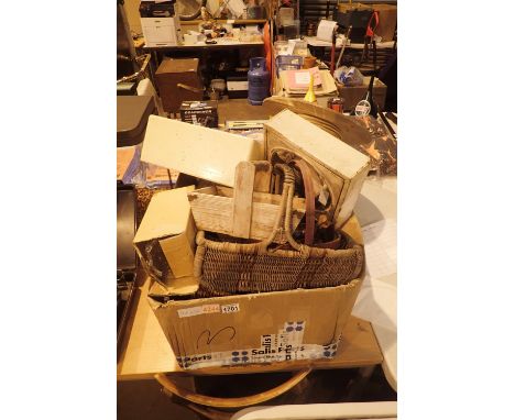 Large quantity of hand tools and garden items including a Hozelock sprinkler, oil cans etc. Not available for in-house P&amp;