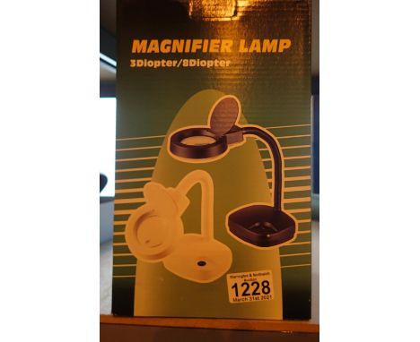 New boxed 12" flexible neck 3.5" battery operated magnifier lamp. P&amp;P Group 2 (£18+VAT for the first lot and £3+VAT for s