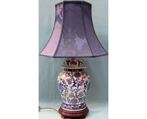 Oriental style ceramic table lamp with shade. Approx. 57cms H Inc. shades

reasonable used condition. not tested 