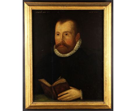 An Early 17th Century Oil on Panel: Head & Shoulders Portrait of the Theologian; William Perkins (1558-1602). The subject dep