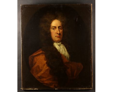 Circle of Sir Godfrey (1646-1723). An Early 18th Century Oil on Canvas; Head & Shoulders Portrait of a Gentleman painted in a