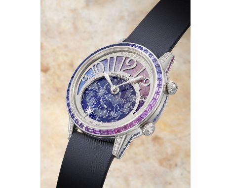 Jaeger-LeCoultre. A fine and very Limited Edition lady's 18K white gold diamond and sapphire set automatic astronomical wrist