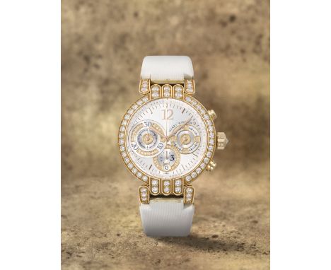 Harry Winston. A fine 18K rose gold and diamond set automatic calendar chronograph wristwatchModel: PremierReference: 200-UCA