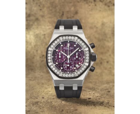 Audemars Piguet. A mid-size stainless steel diamond set automatic calendar chronograph wristwatchModel: Royal Oak OffshoreRef