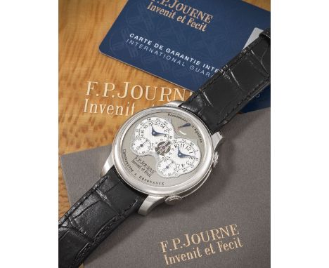 F.P. Journe. A fine platinum manual wind dual time wristwatch with dual escapements, power reserve and hack feature for secon