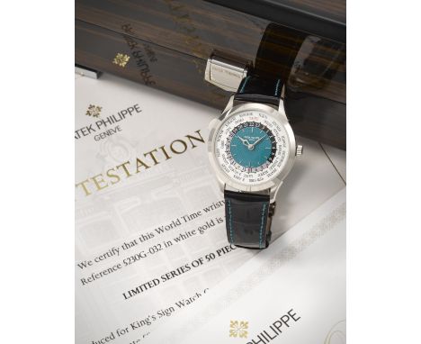 Patek Philippe. A fine and very rare Limited Edition 18K white gold automatic wristwatch with world time and 24 hour indicati
