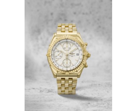 Breitling. An 18K gold automatic calendar chronograph bracelet watchModel: ChronomatReference: K13047XDate: Purchased 9th Dec