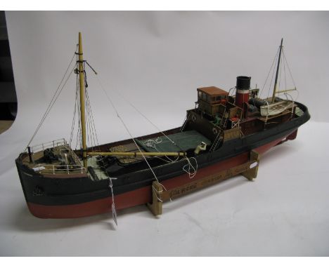 A Scratch/Kit Built 1:48th Scale Model of a Radio Control Single Hatch Coaster Vessel "Talacre", 6v battery operated and feat