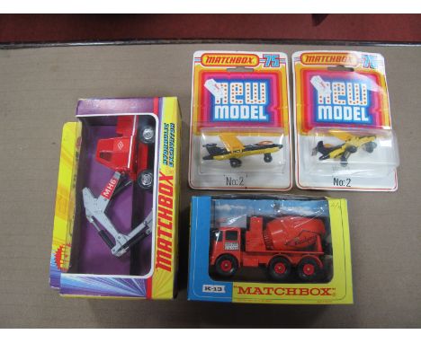 Two 1981 Matchbox 1:75 No. 2 Plane, on card plus Matchbox King Size K-13 'Readymix' Truck, boxed and Matchbox Superkings, K-1