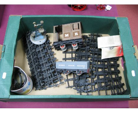 Two Mamod Steam Railways Items, a Brake Van, plus Open Ore Wagon - Plus twenty eight sections of Mamod (M.S.S) track, sixteen