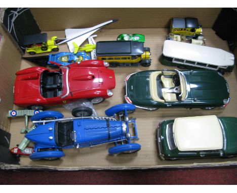 Four 1/18 Scale Unboxed Model Cars, including a Mini by Solido plus other diecast vehicles, all fair, good.