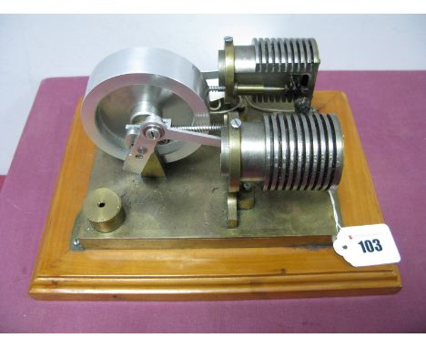 An Excellent Engineered Model of a Stirling Type "Flame Eater", also known as a "Gulper" or vacuum engine. Twin cylinders wit