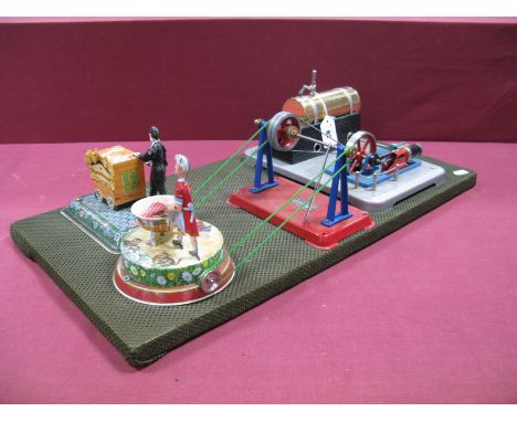 Wilesco (Or Similar) Live Steam Plant, consisting of horizontal boiler mounted on brick effect base, connected to a single fi