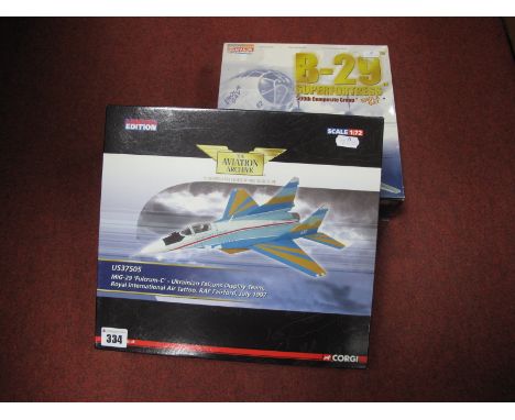 Two Diecast Model Military Aircraft, comprising of Corgi 'The Aviation Archive' 1:72nd Scale #US37505 Mig-29 'Fulcrum-C' Ukra