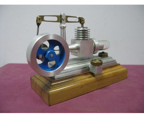 An Engineered Small Scale Model of a Gamma "Stirling" Hot Air Engine, fitted with brass burner, glass tube with power piston,