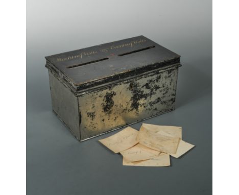 with twin slots and painted inscription 'Morning Visits &amp; Evening Visits', complete with calling cards and small manuscri