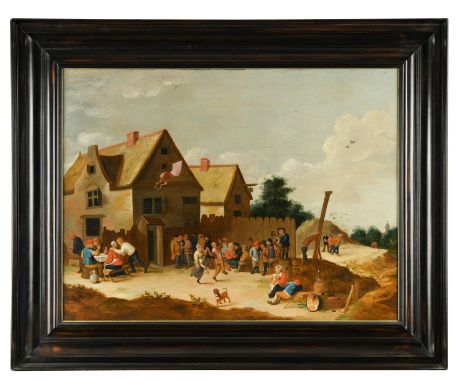 Peasants merrymaking outside a tavern oil on panel 56 x 74cmFootnote: Provenance: The Alan Jacobs Gallery, London, from whom 