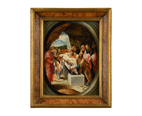 The Entombment of Christ oil on panel, in a feigned stone oval cartouche 27 x 20.5cmFootnote: The present painting derives fr