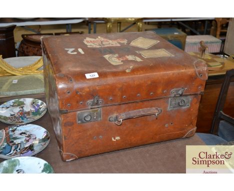 A vintage leather trunk