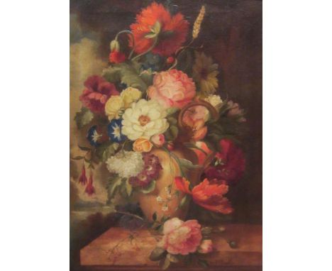 K. Bartle (British 19th/20th century): Still Life - Flowers in a Vase', oil on canvas signed  34cm x 24cm Condition Report Cl