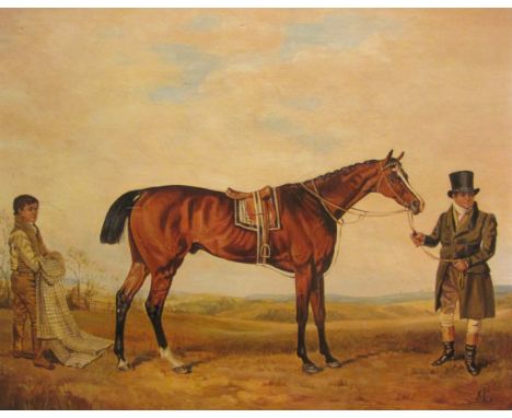 John Cecil Lund (British 1932-): Horse Portrait in Landscape, oil on panel monogrammed 32cm x 39cm  Condition Report Click he