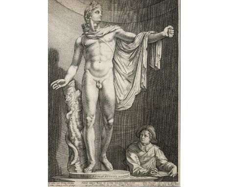 Goltzius, Hendrik (Muhlbrecht b. Venlo, Haarlem 1558-1617) Apollo Pythius (Apoll von Belvedere mit dem jungen Zeichner)  um 1
