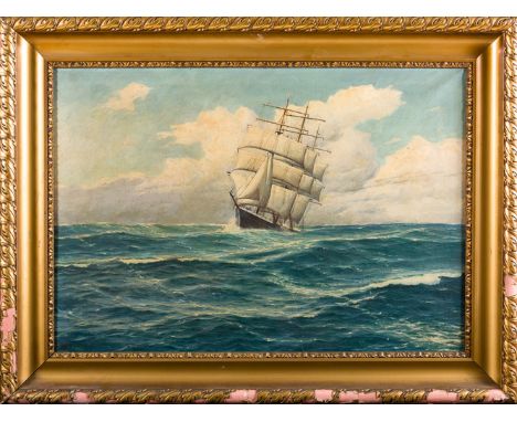 Schlichting, Waldemar (Berlin 1896–1970) Rahgetakeltes Vollschiff auf hoher See  Sign. Öl auf Lwd. 70×100 cm. R. (55331)