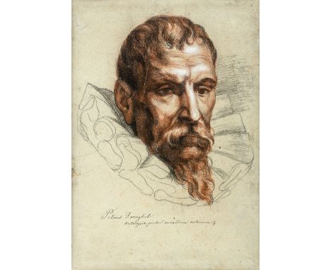 Unbekannter Zeichner  (19. Jh.)  Kopf eines Mannes mit Halskrause, wohl Breughel  Frei nach dem Stich von Anthony van Dyck. U