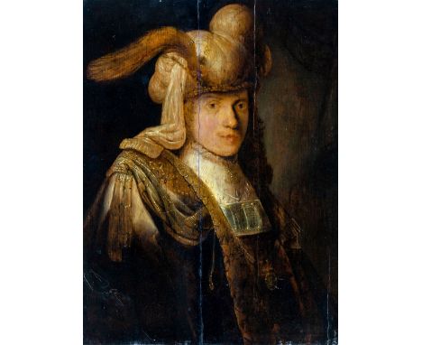 Renesse, Constantyn van (Maarsen, Eindhoven 1626-1680) , zugeschriebenJunger Mann mit federgeschmücktem Hut und langem lockig