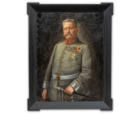 Köberle, Elsa (Straßburg, Avignon 1881-1950) Porträt Paul von Hindenburg   in Uniform als Generalfeldmarschall. Sign. mit Ort