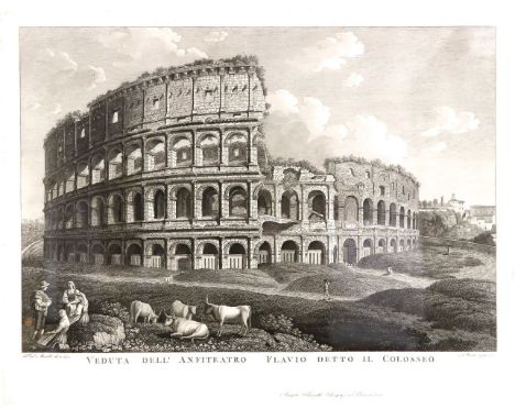 Morelli, Francesco (Italien 1768-1840) Vier Rom-Ansichten   a)  Veduta dell'anfiteatro Flavio detto il colosseo (1797).  b)  