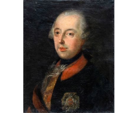 Porträtmaler  (18. Jh.) Joseph II. von Österreich (1741-1790)  Brustbildnis in Uniform mit Ordensschmuck. Lwd. (doubl.) 53×43