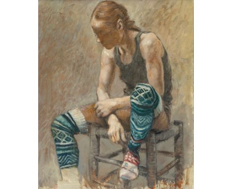 Timner, Carl  (Berlin, Trevi/Perugia 1933-2014) Auf Hocker Sitzende  Sign. u. dat. (19)78. Öl auf Lwd. 80×65 cm. R.  (60306)