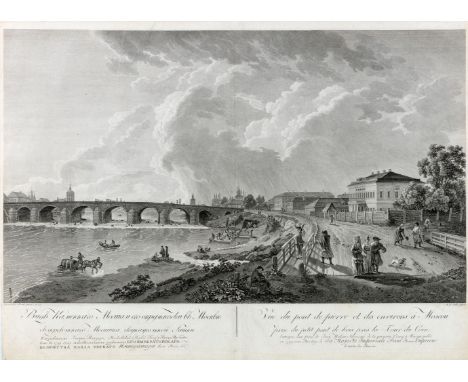 Moskau - Vue du Pont de Pierre et de environs a Moscou (um 1799)  Radierung nach Gérard de la Barthe v. 1796, gestochen v. Ma