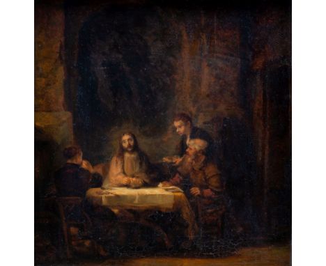 Kielwein, Ernst (Ludwigsburg, Stuttgart 1864-1902) , KopieDas Mahl in Emmaus  Nach dem Original von Rembrandt im Louvre. Sign