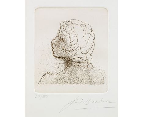 Breker, Arno (Elberfeld, Düsseldorf 1900-1991) Kopf im Profil und Nackenpartie eines Knaben  Kaltnadelradierung auf Bütten. 1