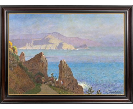 Gscheidl, Martin  (Königsberg, Misdroy/Pommern 1857-1945) Capri. Blick von der Felsenküste  Sign. mit Ortsangabe Capri. Öl au