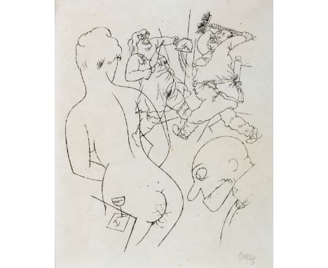 Grosz, George (Berlin 1893-1959) "Sport und Liebe" (1920/21)  Lithographie auf Bütten. 29×23,6 cm. Sign. Illustration zu: Alf