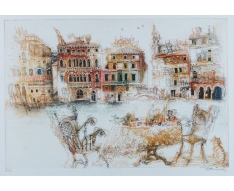Dittrich, Simon (geb. 1940 in Teplitz-Schönau, lebt und arbeitet in Stuttgart) Venedig (1991)  Farbradierung auf Bütten. 39,5