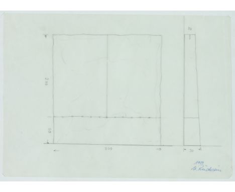 Rückriem, Ulrich (geb. 1938 in Düsseldorf) Zwei Konstruktionszeichnungen  Je sign. u. dat. 1989/1990. Bleistift auf Pergament
