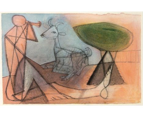 Picasso, Pablo (Málaga, Mougins/Frankreich 1881-1973) Illustration für "Verve", 1948  Farbige Heliogravure. Ca. 13×19,4 cm. A
