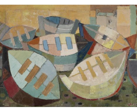 WOLFGANG 'WOLF' HOFFMANN1898 Wernigerode - 1979 BerlinHAFENLANDSCHAFT (1959) Öl auf Leinwand. 60 x 80 cm (R. 94,5 x 74,5 x 3,