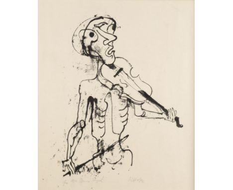 CARL HOFER1878 Karlsruhe - 1955 Berlin'DER GEIGER' (1947) Lithografie auf Papier. BM 50 x 40 cm, DM 30 x 23,5 cm. Unten recht