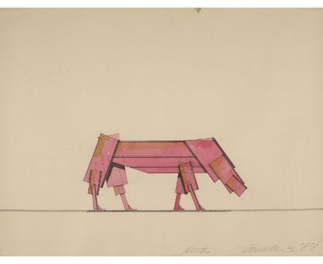 STEFAN WEWERKA1928 Magdeburg - 2013 Berlin'KUH' (1987) Mischtechnik auf Arches, mit Wasserzeichen. BM 50 x 65 cm (R. 72 x 87 