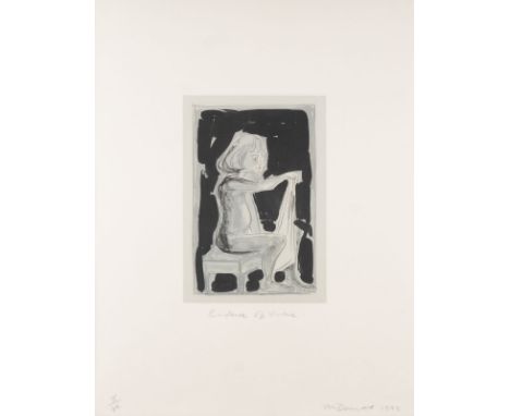 MARLENE DUMAS1953 Kapstadt'EVIDENCE OF VIRTUE' (1992) Farblithografie auf grauem Velin, auf Velin montiert. DM 29,5 x 19,5 cm