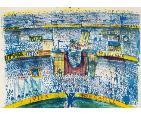 THOMAS BAYRLE1937 Berlin'DE GAULLE UND DIE BLAUEN AMEISEN' (1966) Farblithografie auf Bütten. BM 43 x 59 cm (R. 76 x 94,5 x 3