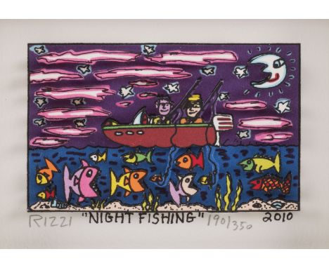 JAMES RIZZI1950 New York - 2011 ebenda'NIGHT FISHING' (2010) 3-D-Konstruktion auf Karton. SM 9 x 11,5 cm (R. 22 x 26 x 3,5 cm